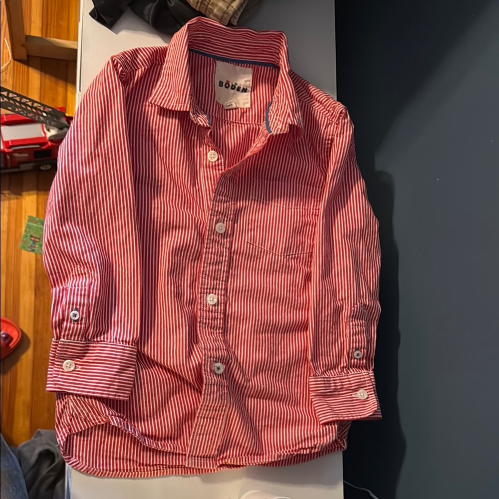 Boden Kids Red Striped Shirt